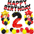 YIIHMEI Red and Black Birthday Balloon Set with 40-Inch Number 2 Foil and Star Balloons