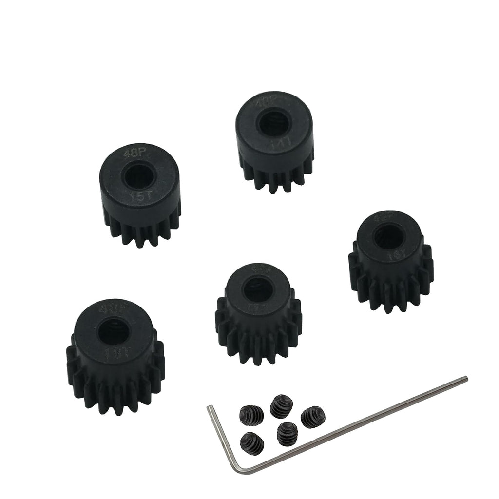 YijiaLink 48P Pinion Gear Set 5-Pack (14T-18T) Steel, 3.175mm Shaft for 1/10 RC Cars