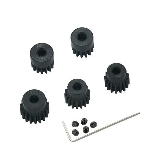 YijiaLink 48P Pinion Gear Set 5-Pack (14T-18T) Steel, 3.175mm Shaft for 1/10 RC Cars