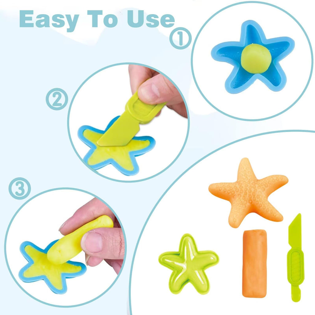 Yiklucg Dinosaur and Ocean Molds Dough Set – 18 Unique Molds + 10 Tools for Kids Aged 3-8