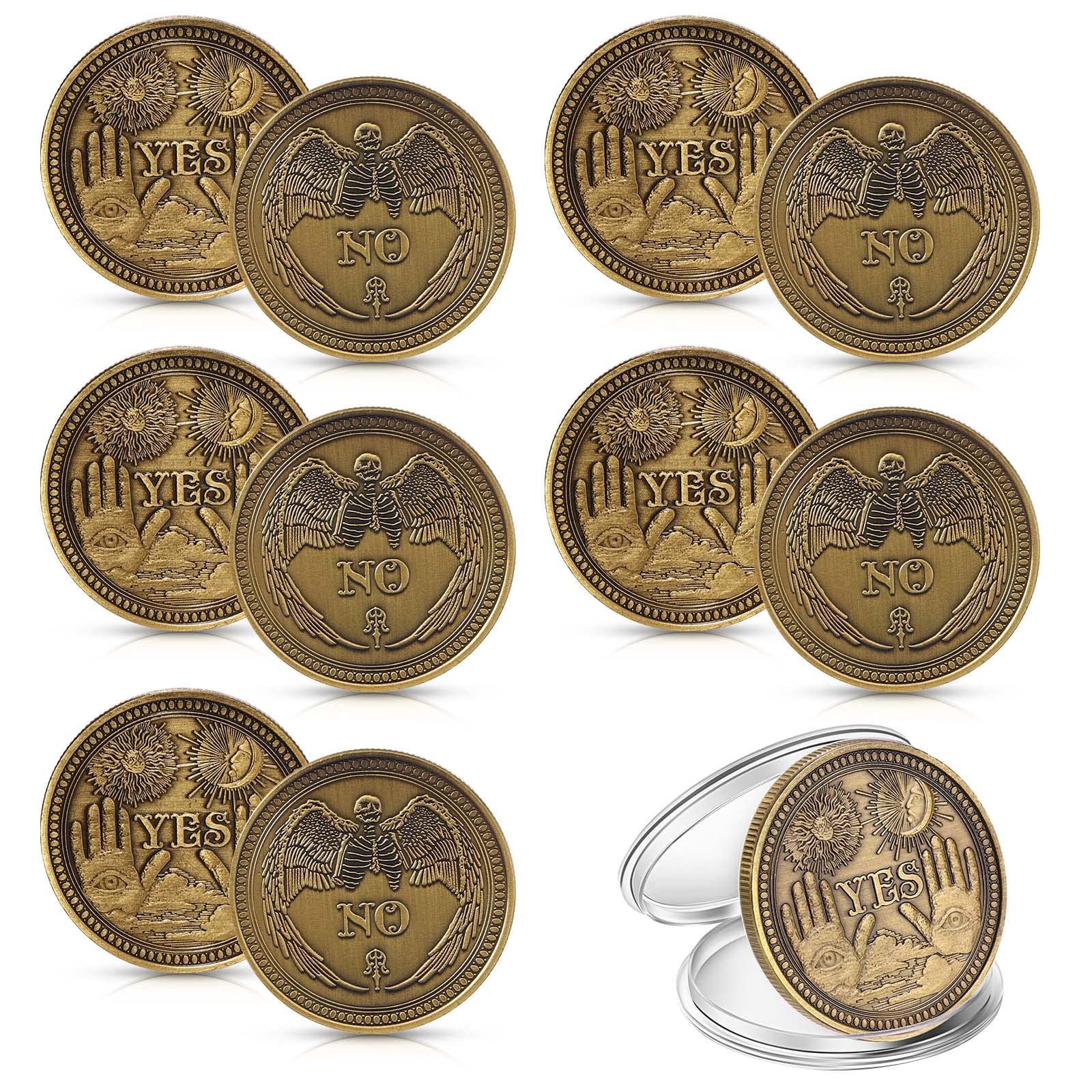 Yinkin 10-Pack Gold Yes No Challenge Coins – Decision Maker Flip Coins for Party Games, Holiday Gifts