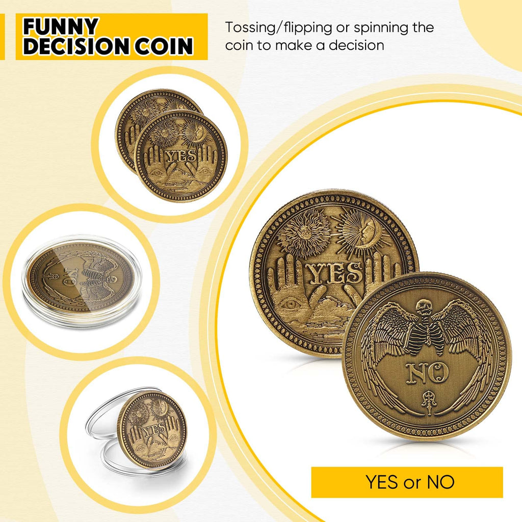 Yinkin 10-Pack Gold Yes No Challenge Coins – Decision Maker Flip Coins for Party Games, Holiday Gifts