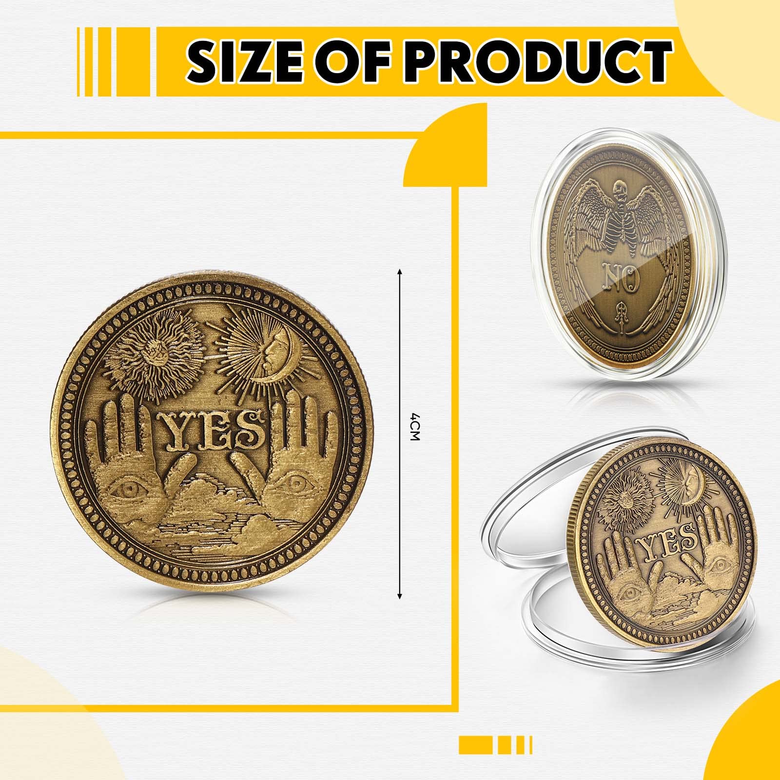 Yinkin 10-Pack Gold Yes No Challenge Coins – Decision Maker Flip Coins for Party Games, Holiday Gifts