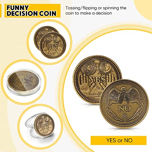 Yinkin 10-Pack Gold Yes No Challenge Coins – Decision Maker Flip Coins for Party Games, Holiday Gifts