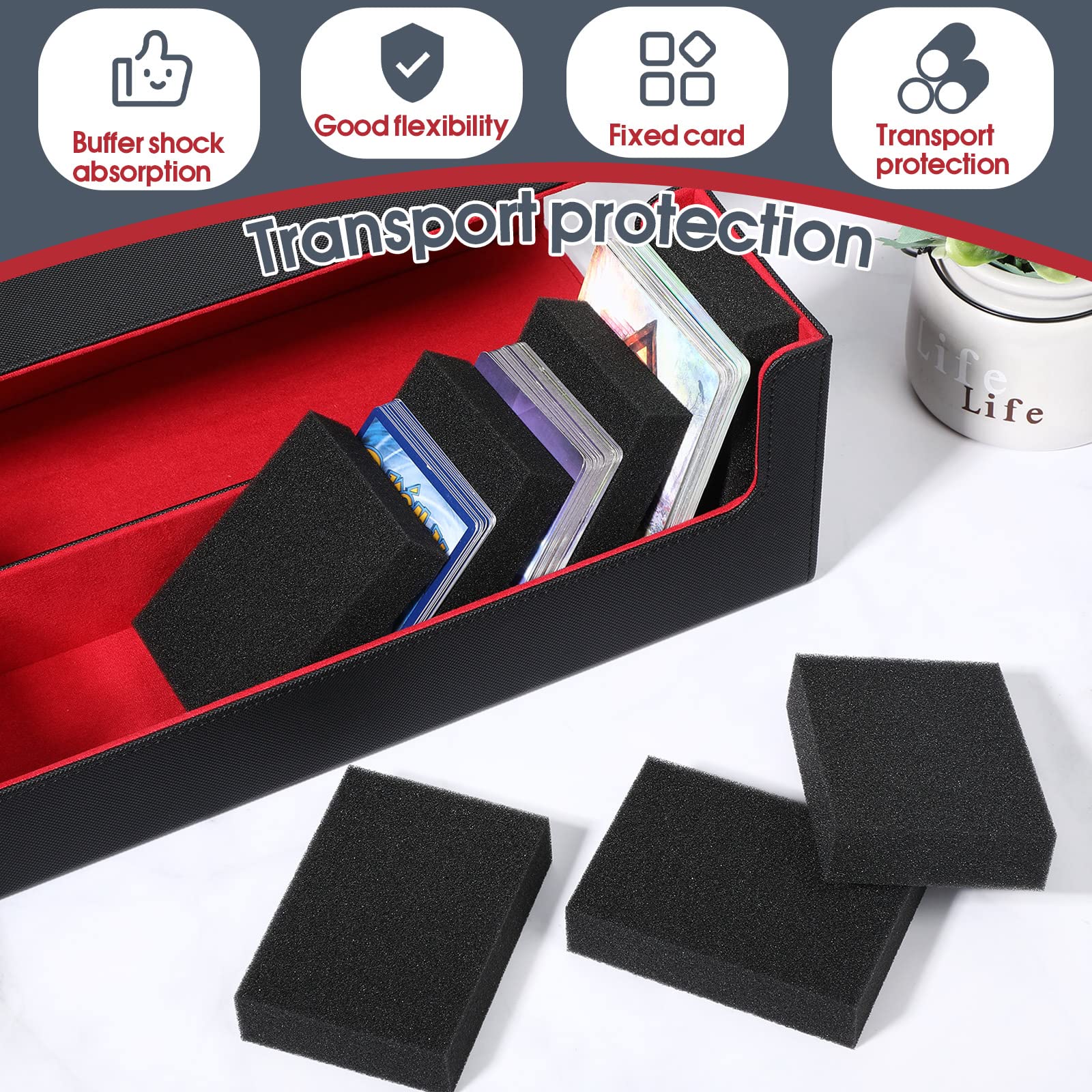 Yinkin 20-Pack EVA Foam Card Dividers for Storage Boxes – Black Shock Absorbing Spacers, 3.5x2.5x0.8 inches