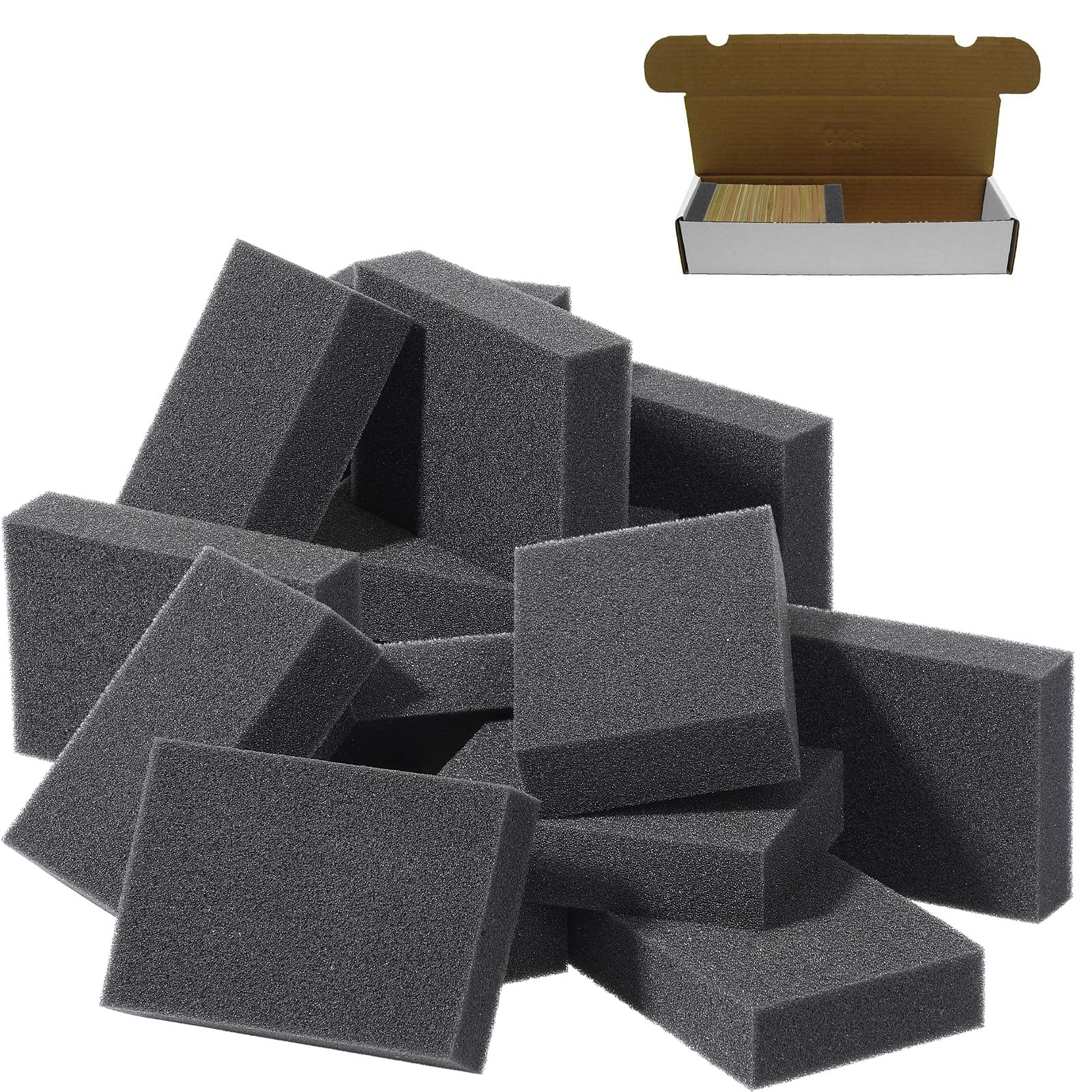 Yinkin 40-Pack EVA Foam Card Dividers for Storage Boxes – Black Shock Absorbing Spacers, 3.5 x 2.5 x 0.8 Inches