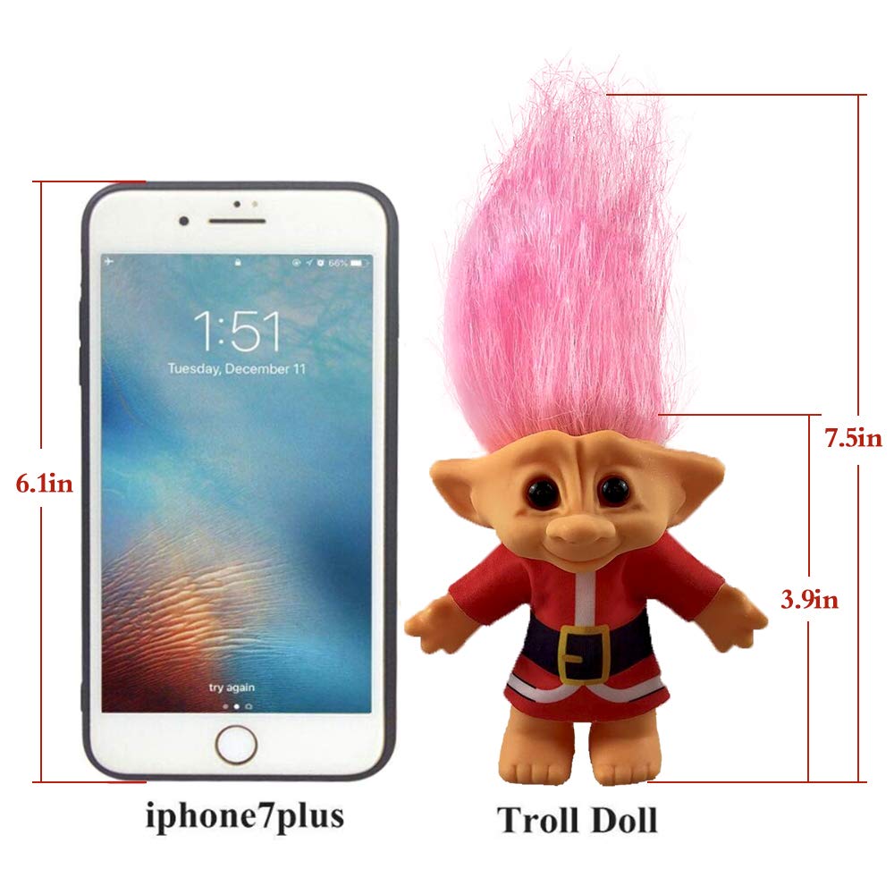 Yintlilocn Vintage Troll Doll - 7.5 Inch Pink Hair Doll for Collections, Party Favors, School Projects