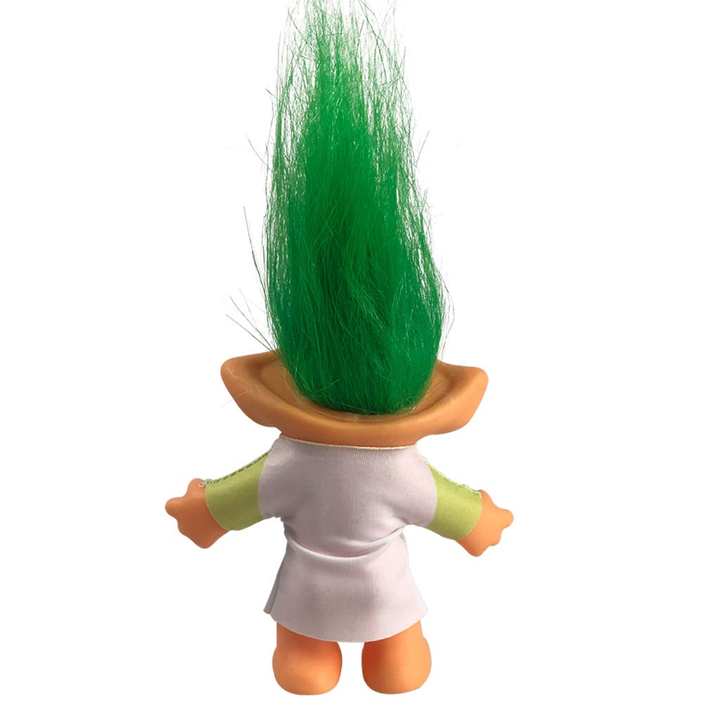 Yintlilocn Vintage Troll Doll 7.5" Green Hair – Retro Toy for Collection, School Projects, Party Favors