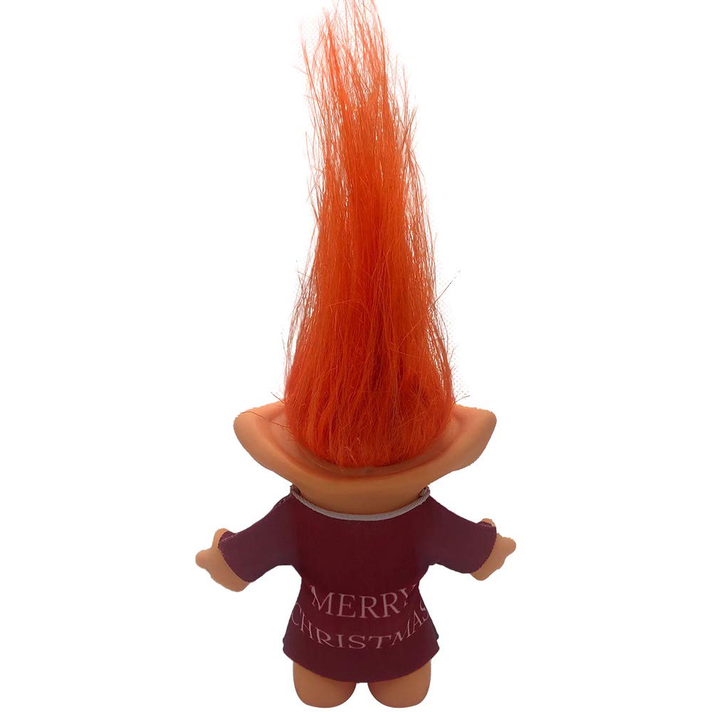 Yintlilocn Vintage Troll Doll 7.5 Inches - Orange Hair, Cute Clothes, for Collections, School Projects, Party Favors