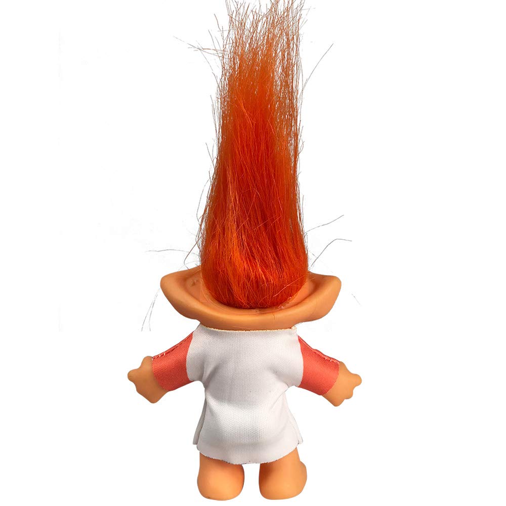 Yintlilocn Vintage Troll Doll 7.5" Orange Hair – PVC & Polyester, Safe for Kids, Party Favors & Crafts