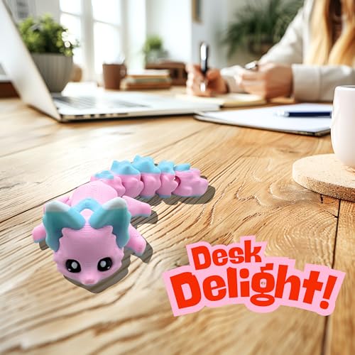Yipintang 3D Printed Articulated Fox - 8 Inch Flexible Fidget Animal Desk Décor (Candy Fox)