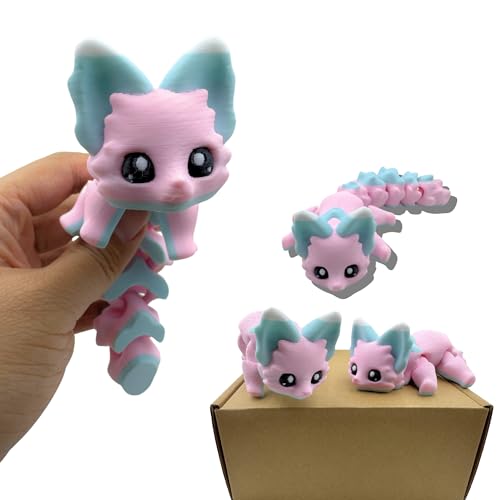 Yipintang 3D Printed Articulated Fox - 8 Inch Flexible Fidget Animal Desk Décor (Candy Fox)