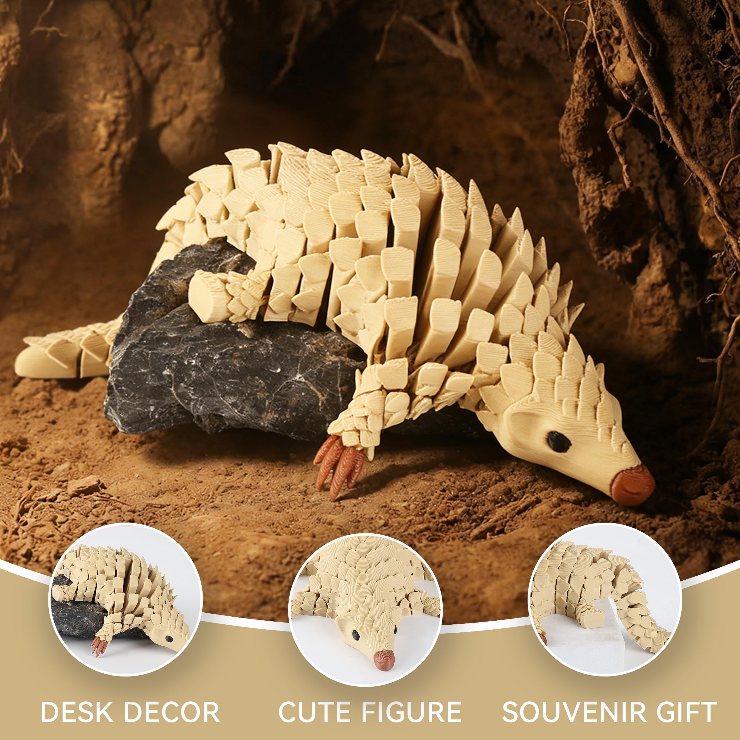 Yipintang 3D Printed Pangolin Desk Decor – 8.3" Reinforced Articulated Figure with Realistic Scaled Texture