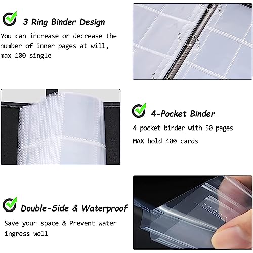 Yisheme 400-Pocket Sports Card Binder – 50 Removable Sleeves for Trading Cards