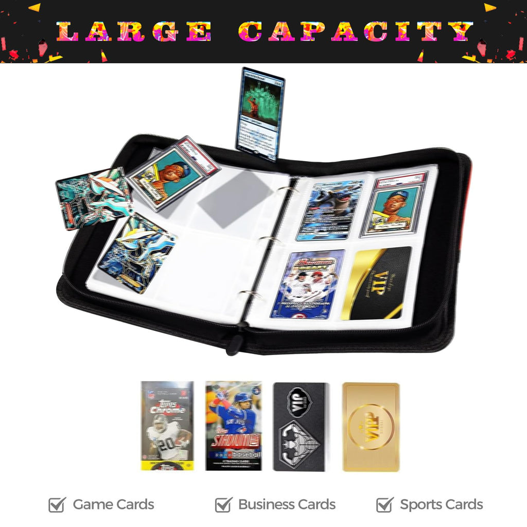 Yisheme 400-Pocket Sports Card Binder – 50 Removable Sleeves for Trading Cards