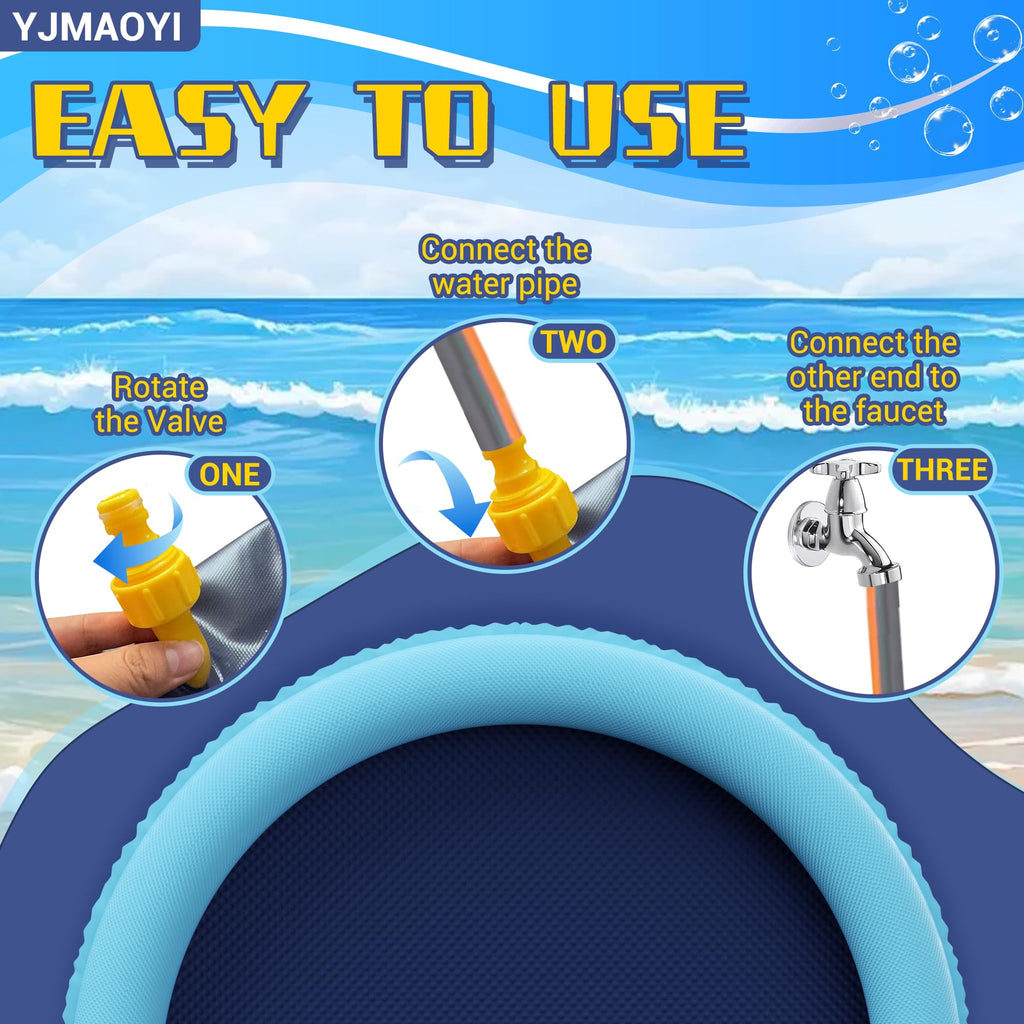 YJMAOYI Non-Slip Splash Pad 59" - Thick Sprinkler Mat for Summer Water Fun