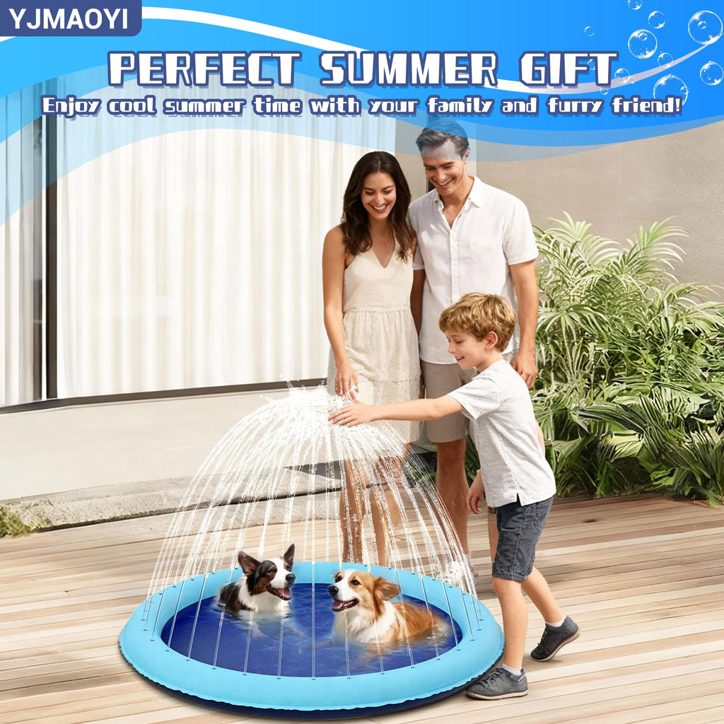YJMAOYI Non-Slip Splash Pad 59" - Thick Sprinkler Mat for Summer Water Fun