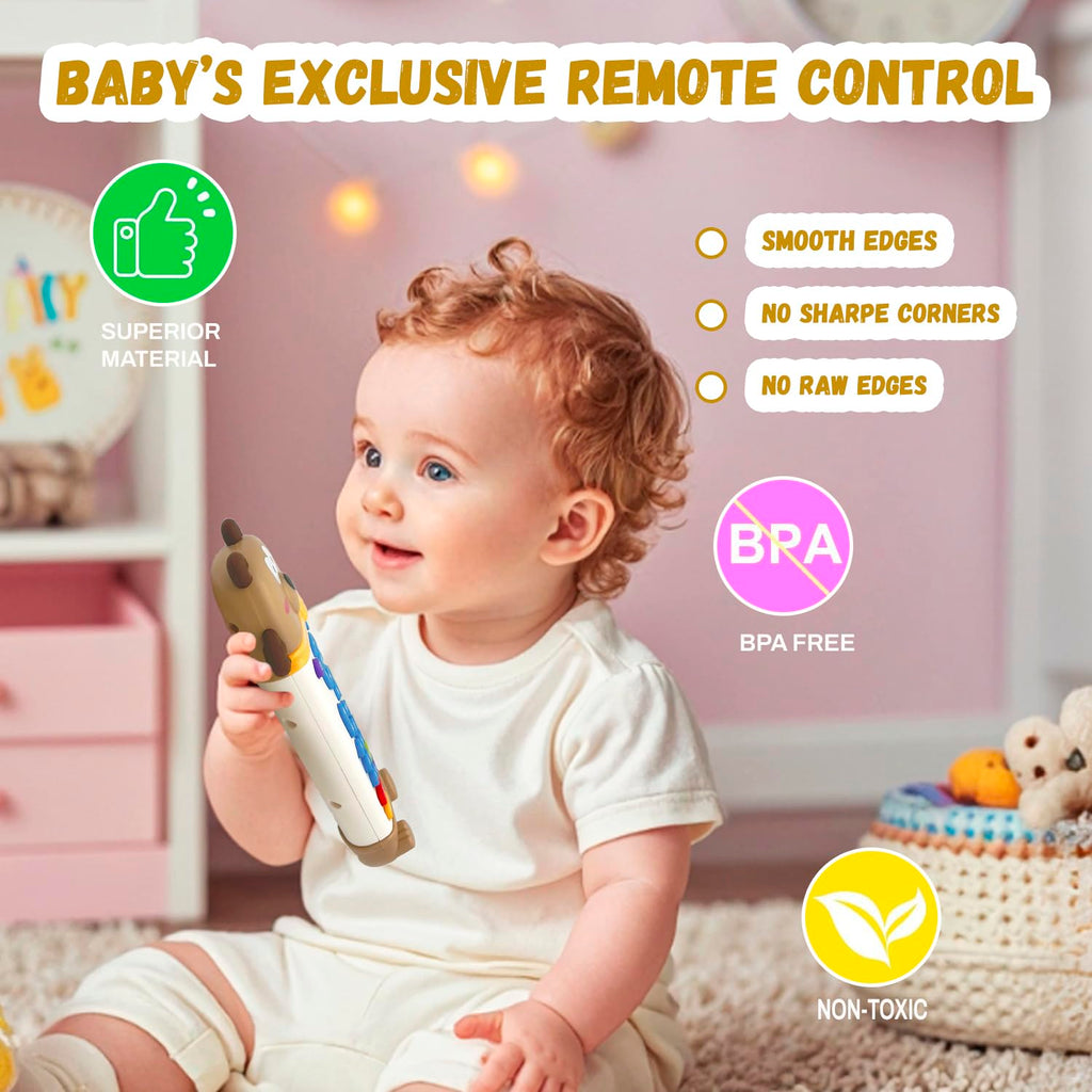 YLXHDO Baby Remote Control Toy with Music and Light – Toddler Early Education Learning Toy for Boys & Girls Ages 18 Months+ (Bear)