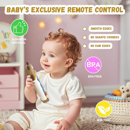 YLXHDO Baby Remote Control Toy with Music and Light – Toddler Early Education Learning Toy for Boys & Girls Ages 18 Months+ (Bear)