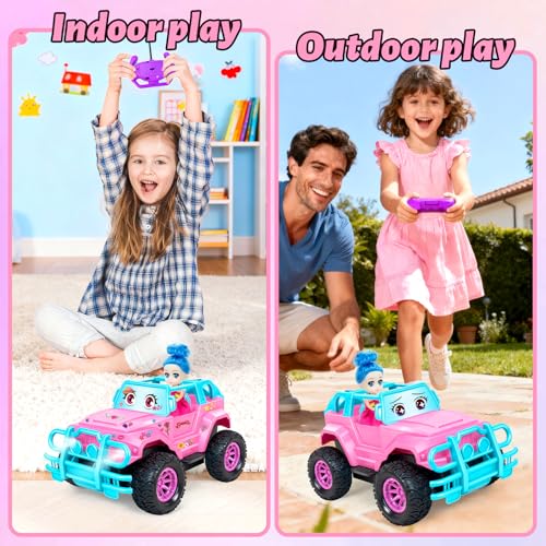 Ynybusi 1:20 Scale RC Monster Truck with LED Lights, DIY Stickers, and Doll Seat for Kids Ages 6-10