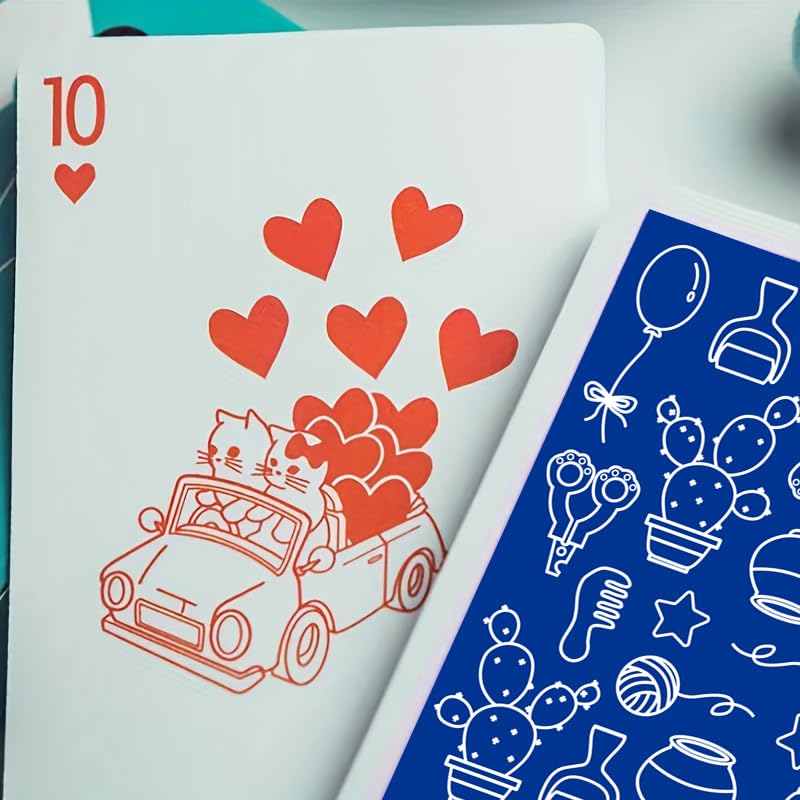 YOCEAN Blue Cat Playing Cards (2 Decks, 54 Cards Each, 3.5×4.5 inches)