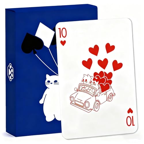 YOCEAN Blue Cat Playing Cards (2 Decks, 54 Cards Each, 3.5×4.5 inches)