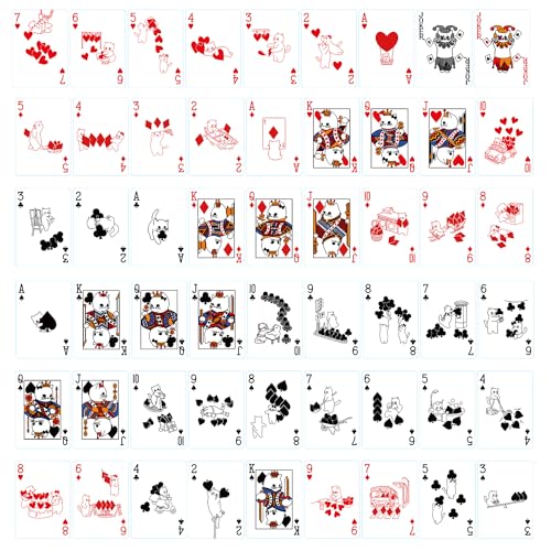 YOCEAN Playing Cards 2 Pack – 2 Decks of Cat Pattern Poker Cards with 54 Unique Illustrations Each, Standard Size 3.5 x 4.5 Inches for Game Night
