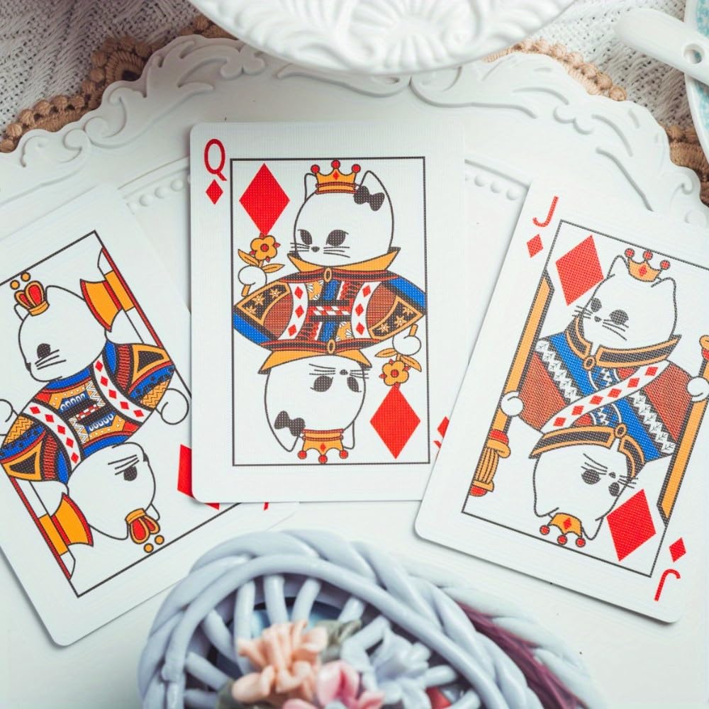 YOCEAN Playing Cards 2 Pack – 2 Decks of Cat Pattern Poker Cards with 54 Unique Illustrations Each, Standard Size 3.5 x 4.5 Inches for Game Night