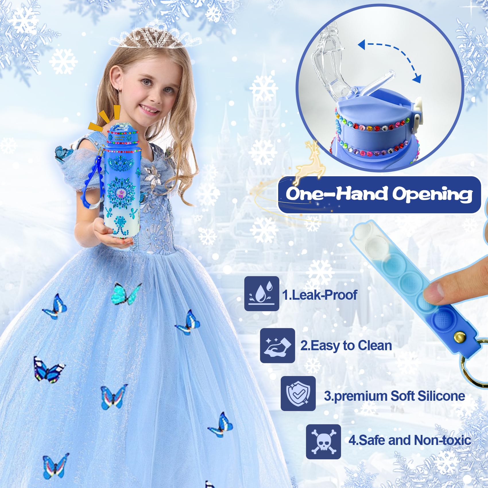 YOFUN Decorate Your Own Frozen Water Bottle Craft Kit for Girls Ages 3-8