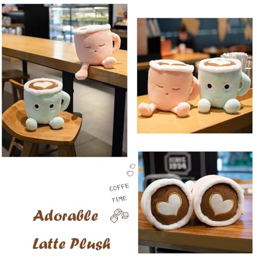 Yoholto 7.8-Inch Latte Plush Pillow: Soft Coffee Cup Stuffed Toy in Green
