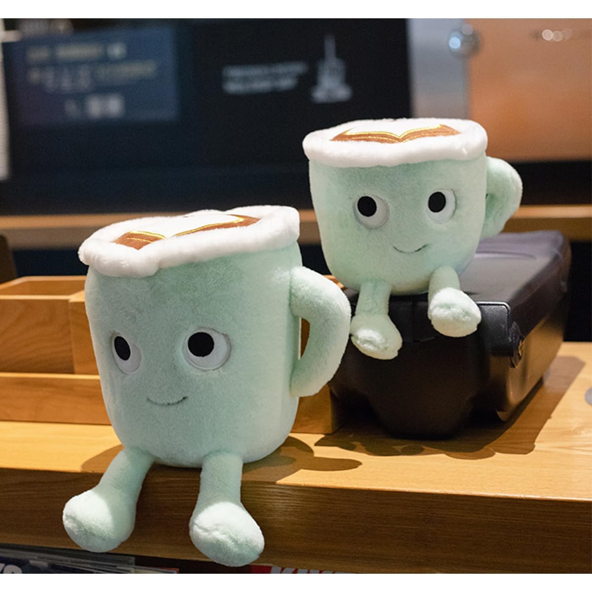 Yoholto 7.8-Inch Latte Plush Pillow: Soft Coffee Cup Stuffed Toy in Green