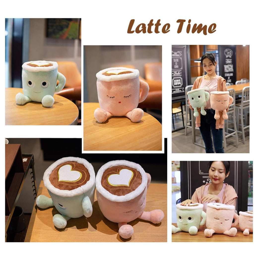 Yoholto 7.8-Inch Latte Plush Pillow: Soft Coffee Cup Stuffed Toy in Green