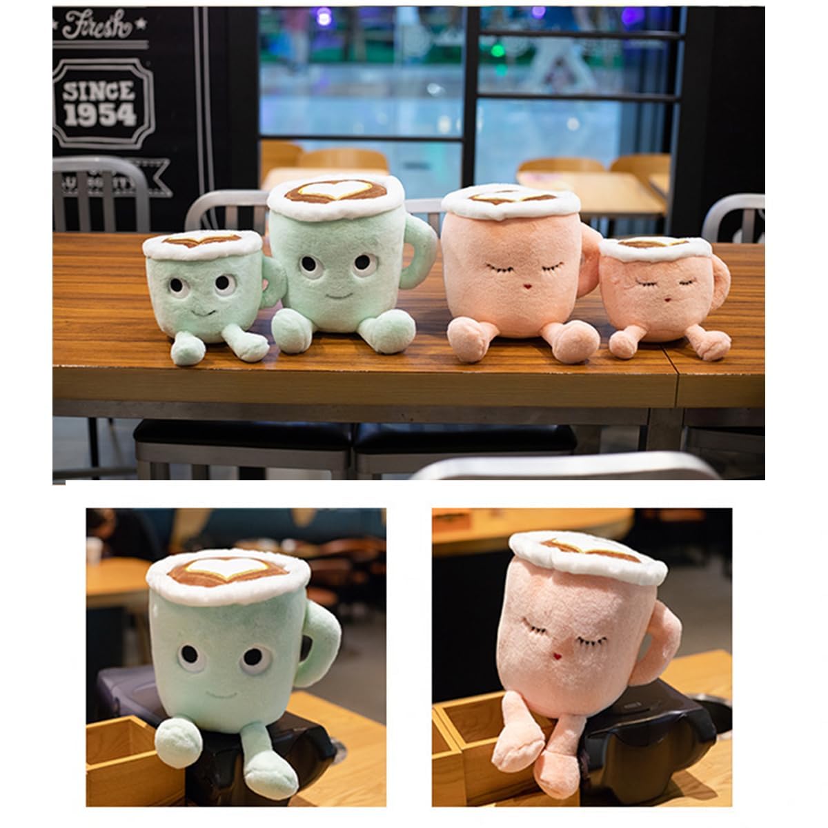 Yoholto 7.8-Inch Latte Plush Pillow: Soft Coffee Cup Stuffed Toy in Green