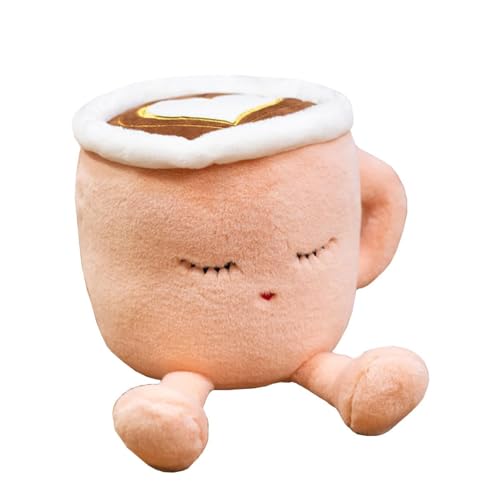 Yoholto Latte Plush Pillow – 7.8 Inch Pink Coffee Cup Stuffed Toy with Embroidered Face