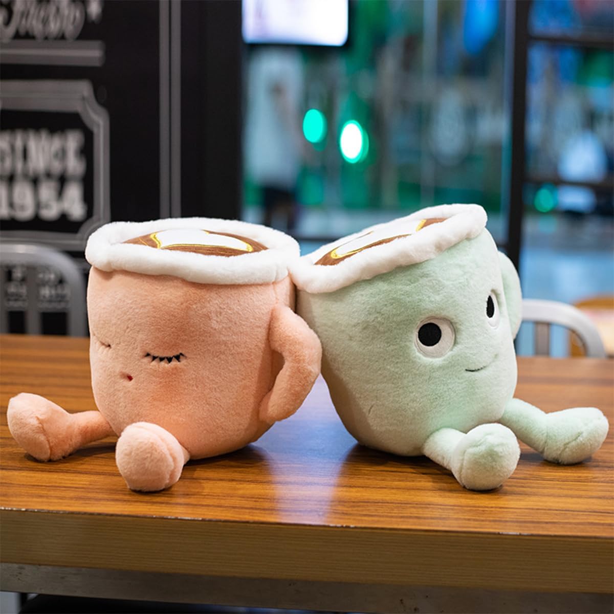 Yoholto Latte Plush Pillow – 7.8 Inch Pink Coffee Cup Stuffed Toy with Embroidered Face