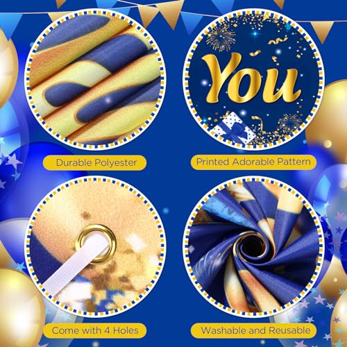 Yoirrat Blue Gold We Appreciate You Banner & 18 Balloons Set for Thank You Parties