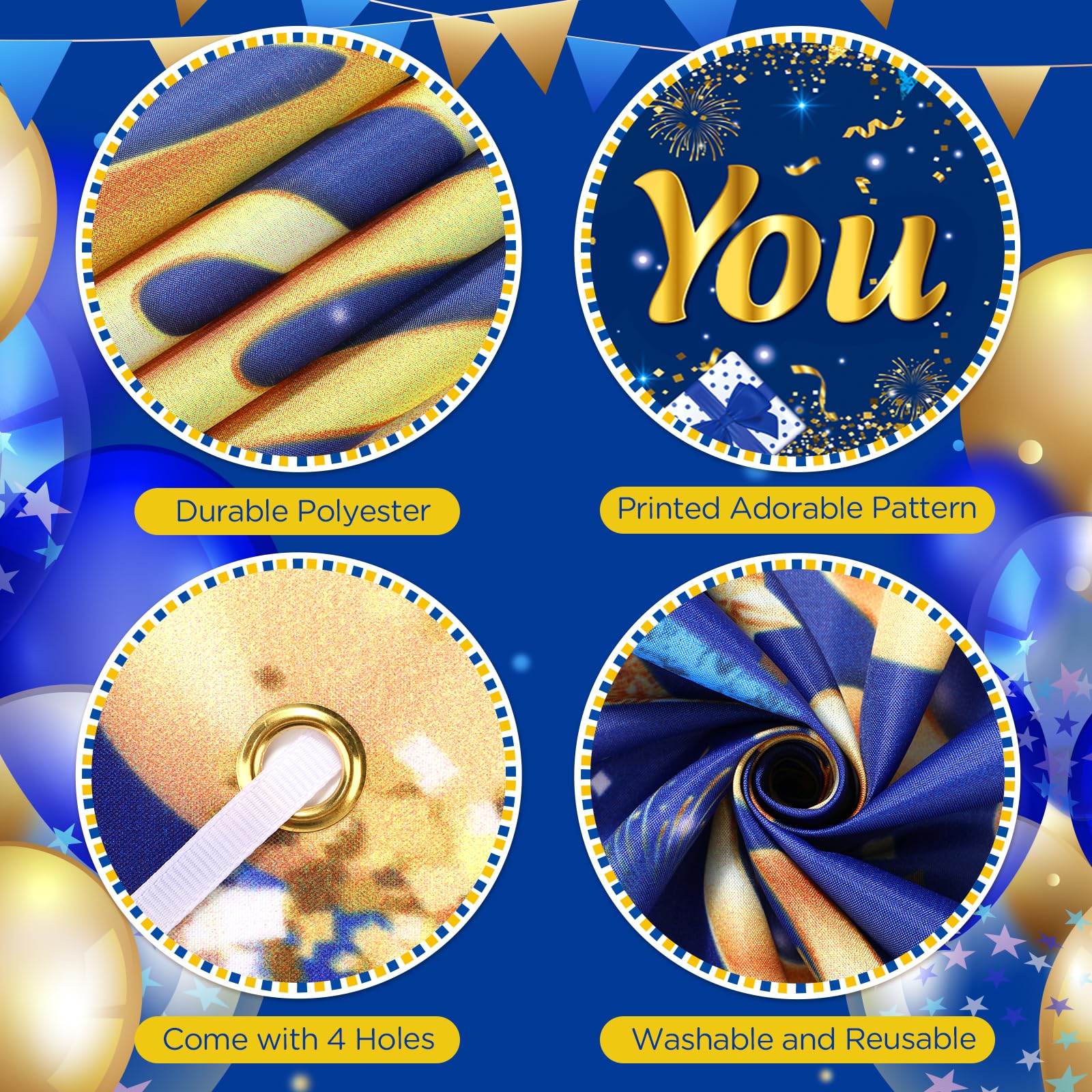 Yoirrat Blue Gold We Appreciate You Banner & 18 Balloons Set for Thank You Parties