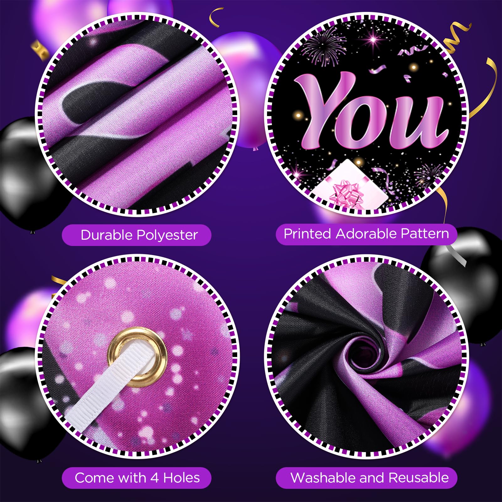 Yoirrat Purple We Appreciate You Banner Set with 18 Balloons – 98x18 Inch Thank You Yard Sign for Employee, Teacher, Doctor Appreciation Party Decorations