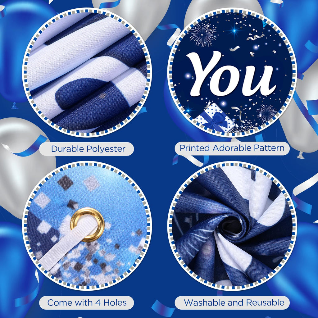 Yoirrat We Appreciate You Banner and Balloon Set – Blue Silver Appreciation Party Decor