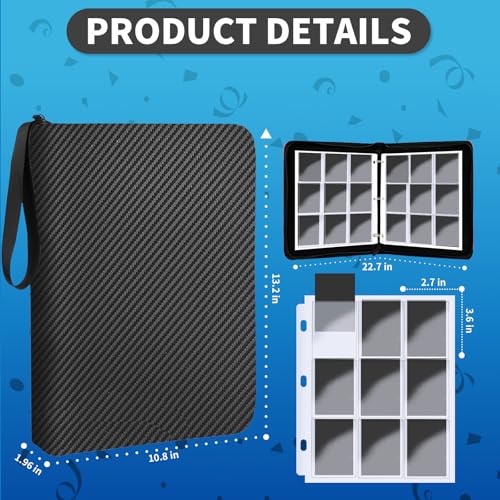 YoKiStar 900-Pocket Trading Card Binder - Black PU Leather Album with 50 Removable Sleeves