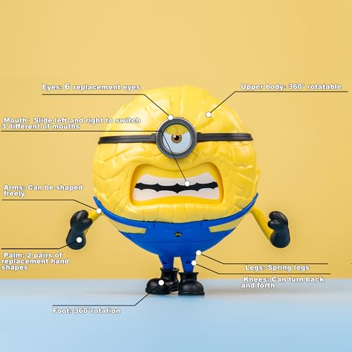 YOLOPARK Mega Jerry Action Figure – 4.7 Inch Despicable Me 4 Minion with 360° Rotation and 3 Expressions