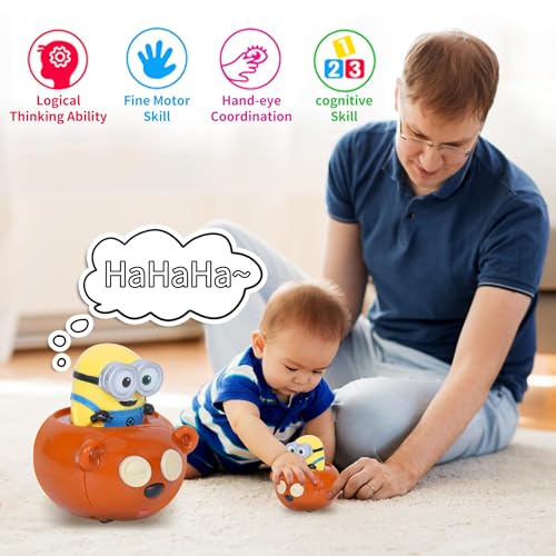 YOLOPARK Minions Bob & Tim Pull-Back Toy Car – 2.75 Inch with Sound Effects for Kids Ages 3+