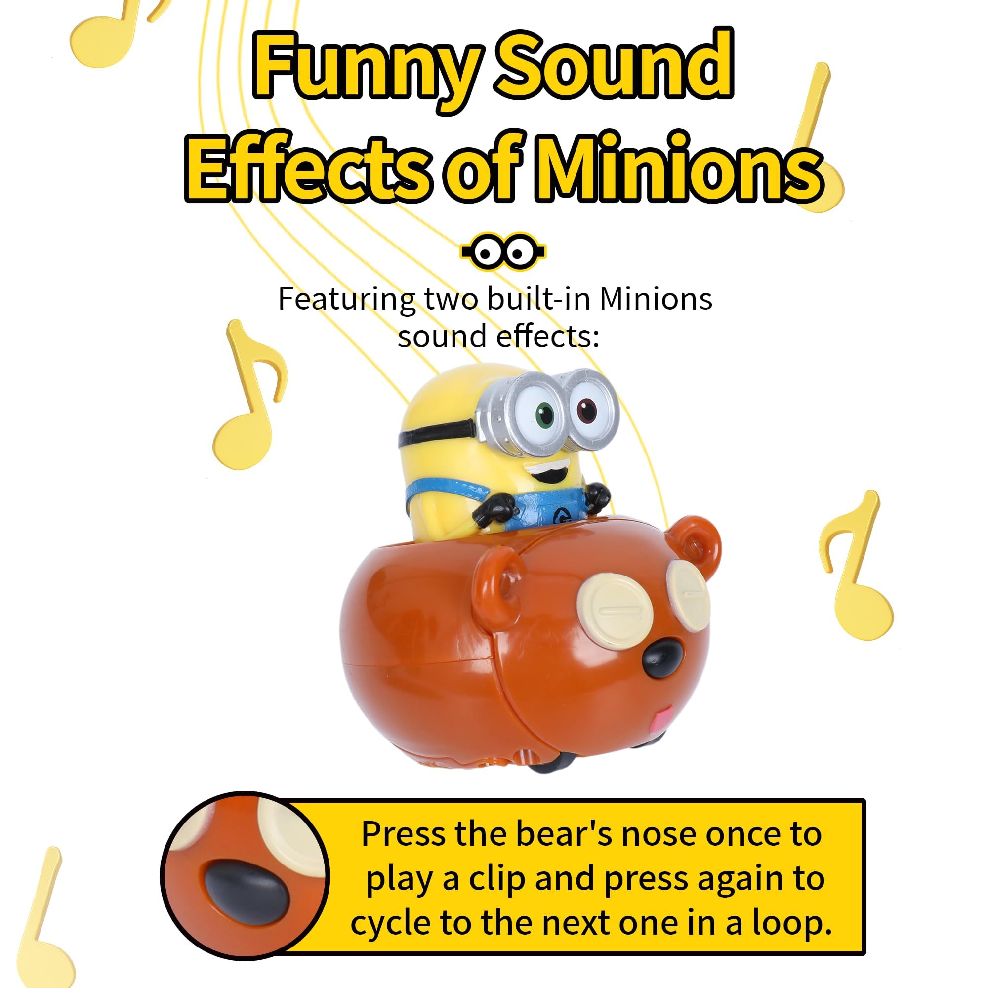 YOLOPARK Minions Bob & Tim Pull-Back Toy Car – 2.75 Inch with Sound Effects for Kids Ages 3+