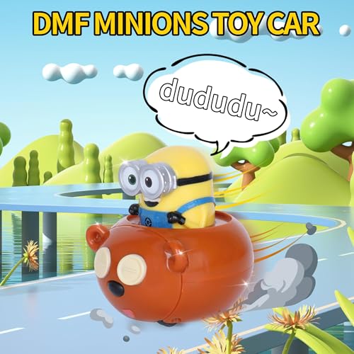 YOLOPARK Minions Bob & Tim Pull-Back Toy Car – 2.75 Inch with Sound Effects for Kids Ages 3+