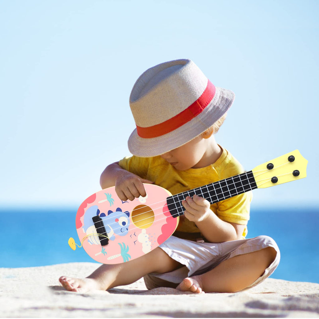 YOLOPLUS+ 17 Inch Toddler Ukulele – Pink 4-String Guitar Toy for Kids | Safe ABS Plastic