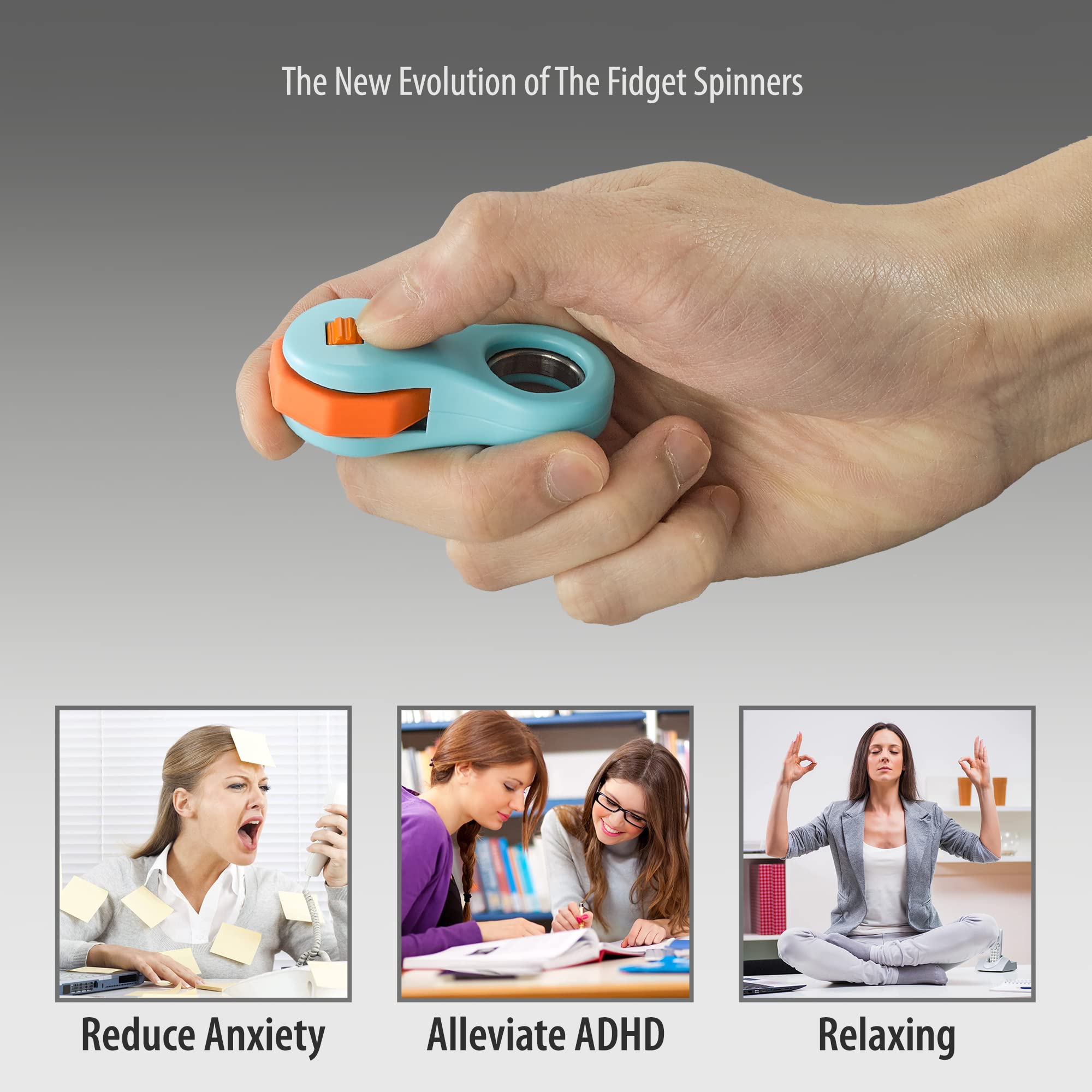 Yolscue Fidget Toy – Quiet Spinner for Stress Relief, ADHD Focus, and Finger Exercise (Blue)