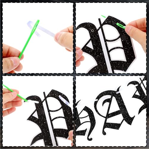 Yomaiha 11-Piece Gothic Birthday Decorations Set - Skull Black Bow Banners & Hanging Swirls for Death to My Twenties, Emo, Halloween Parties