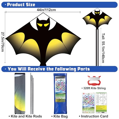 YongnKids Large Kite 120x210cm – Easy to Fly for Kids 4-12 with 100m String and Storage Bag