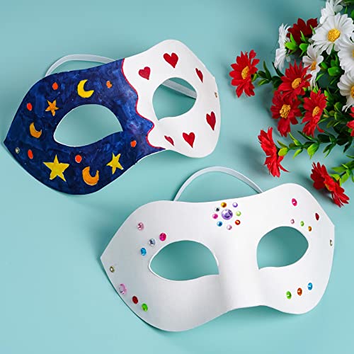 Yookat 14-Piece White Paper Art Masks - DIY Paintable Craft Masks for Mardi Gras and Party Decor