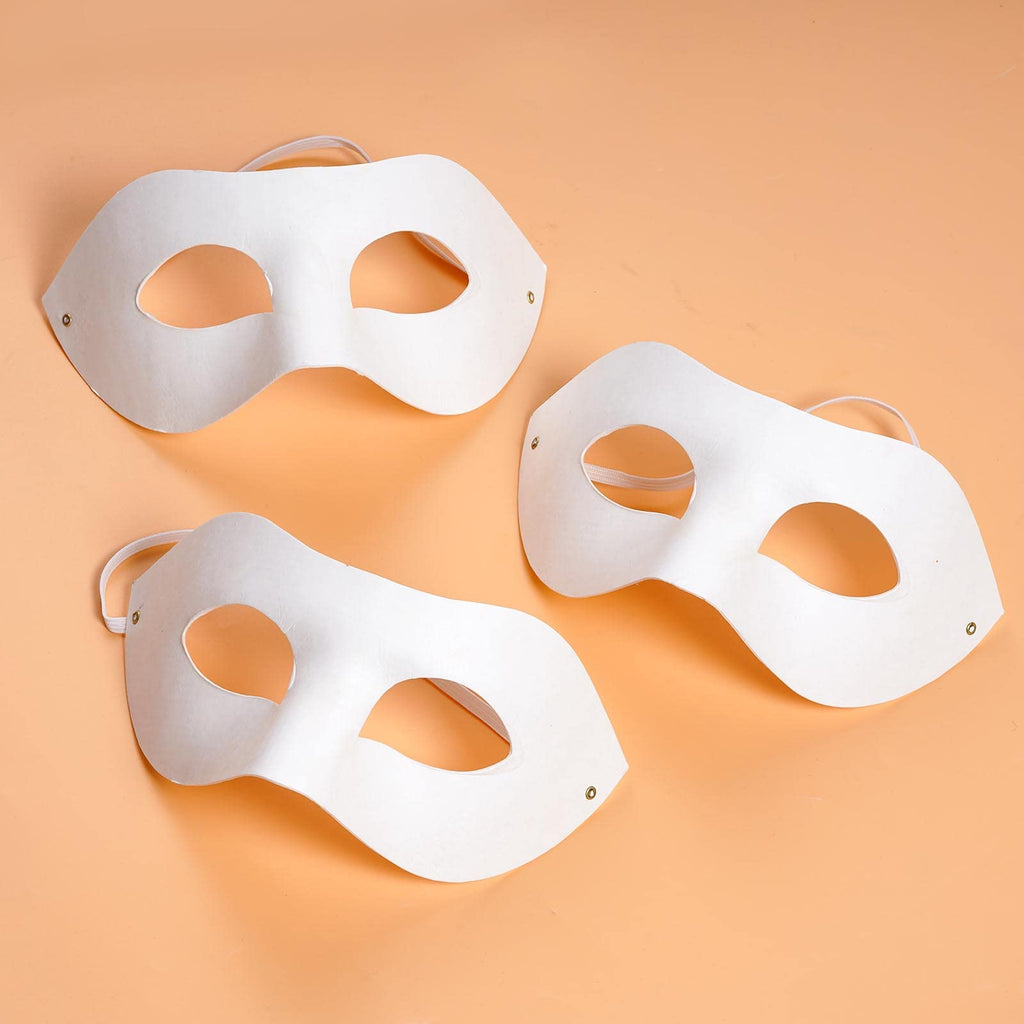 Yookat 14-Piece White Paper Art Masks - DIY Paintable Craft Masks for Mardi Gras and Party Decor